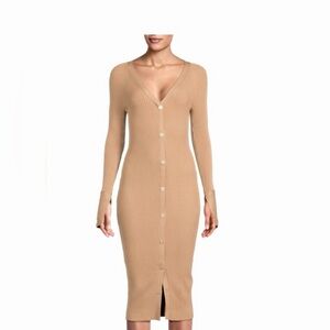 Reiss camel ribbed bodycon silhouette sweater dress